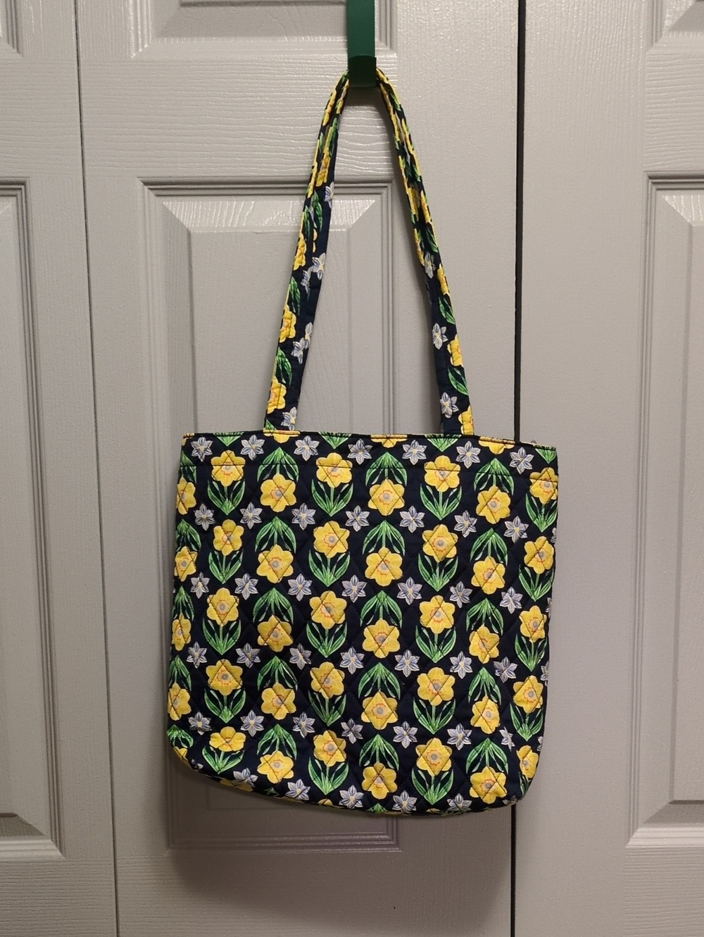 Vera Bradley Yellow Floral Quilted Tote on Black